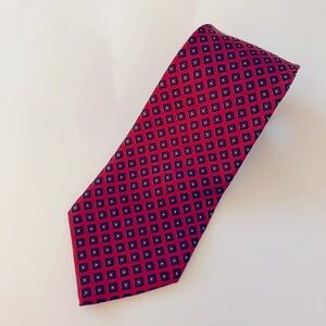 Breuer Red Diamond Pattern Silk Tie Handmade Italy